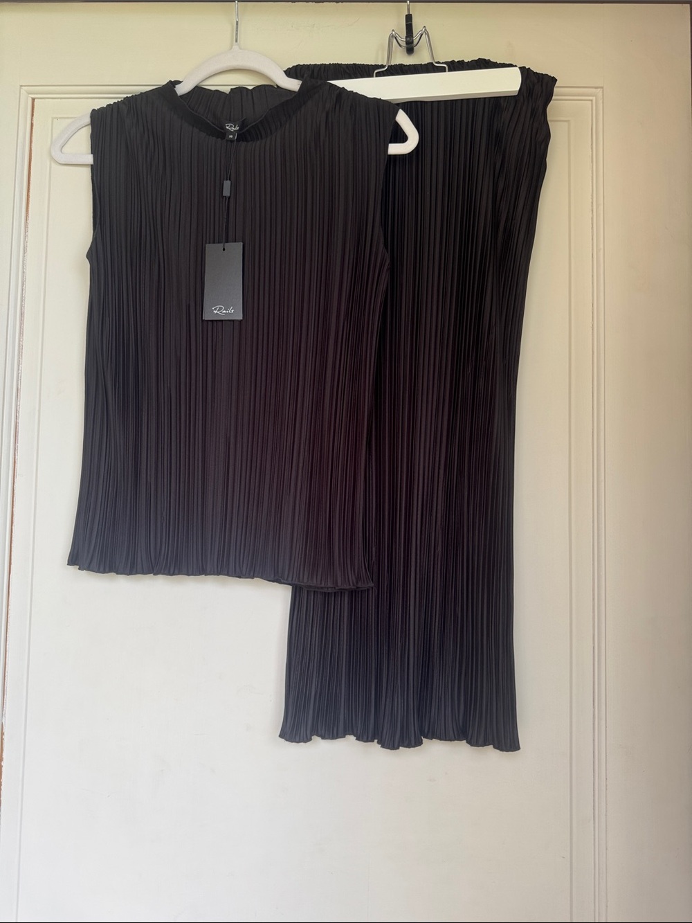 Rails Black Pleated Top and Midi Skirt